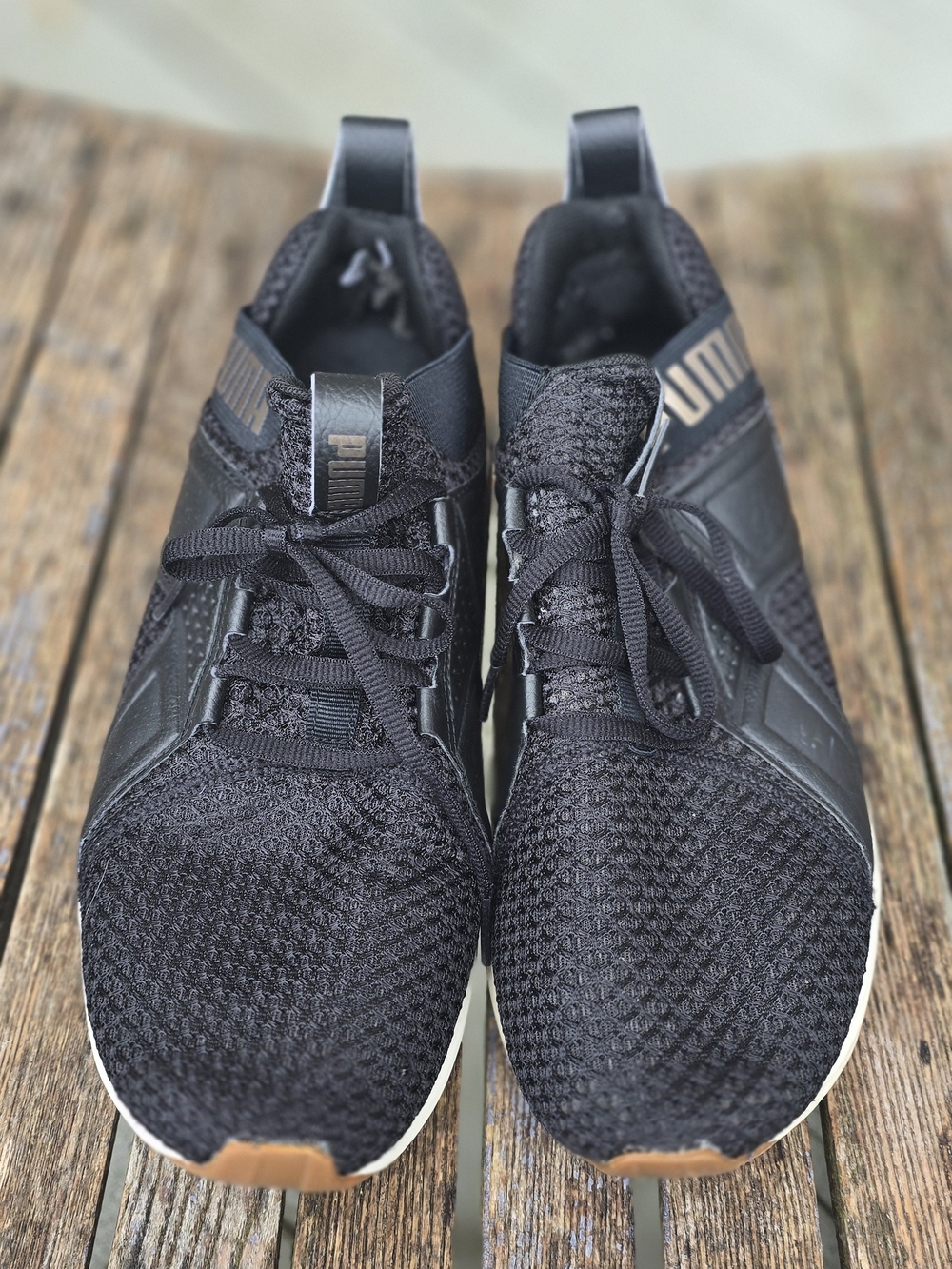 PUMA Black Knit Athletic Sneakers Lace Up Running Walking Shoes Women’s